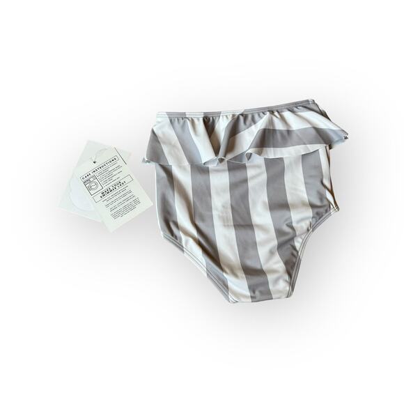 Kortni Jeane Kids NWT Gray And White Stripe Bikini Bottom - Picture 2 of 3